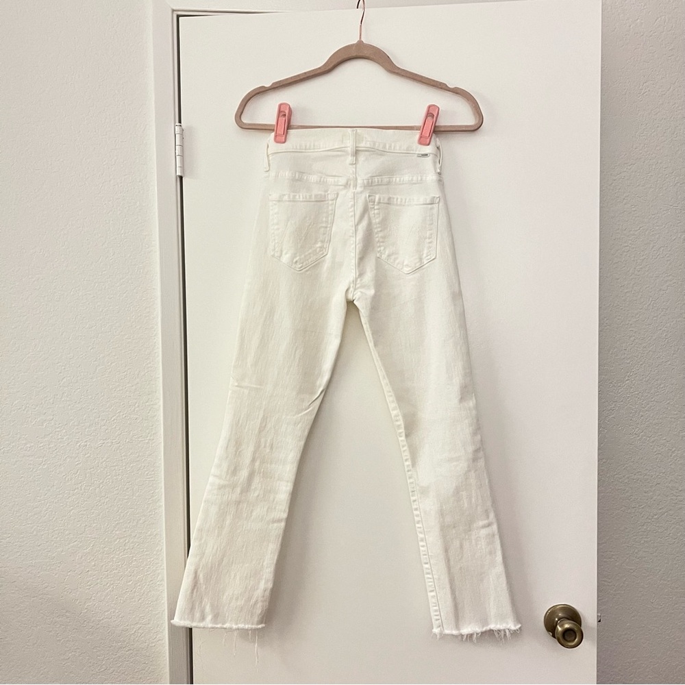 MOTHER Women's White Insider Crop Step Fray White Jeans Fairest of Them All